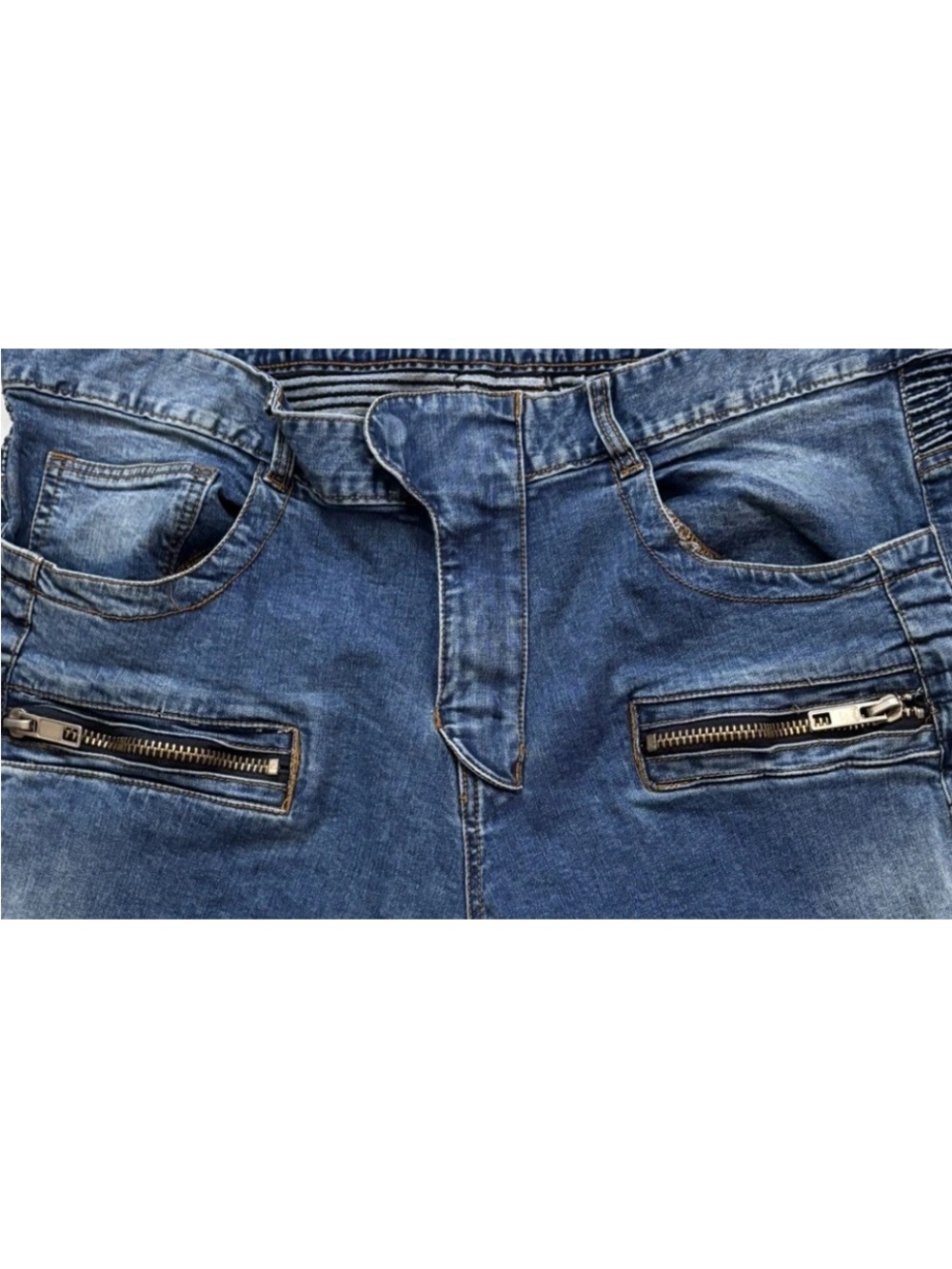 Balmain Paris Men’s 38 Distressed Biker Moto Jeans Zip Pockets - Picture 7 of 13